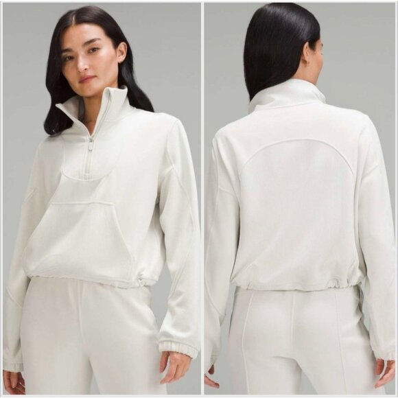 Lululemon Jackets & Blazers - Lululemon Womens Brushed Softstreme Ribbed Half Zip Cream Size 12 Scandi Core